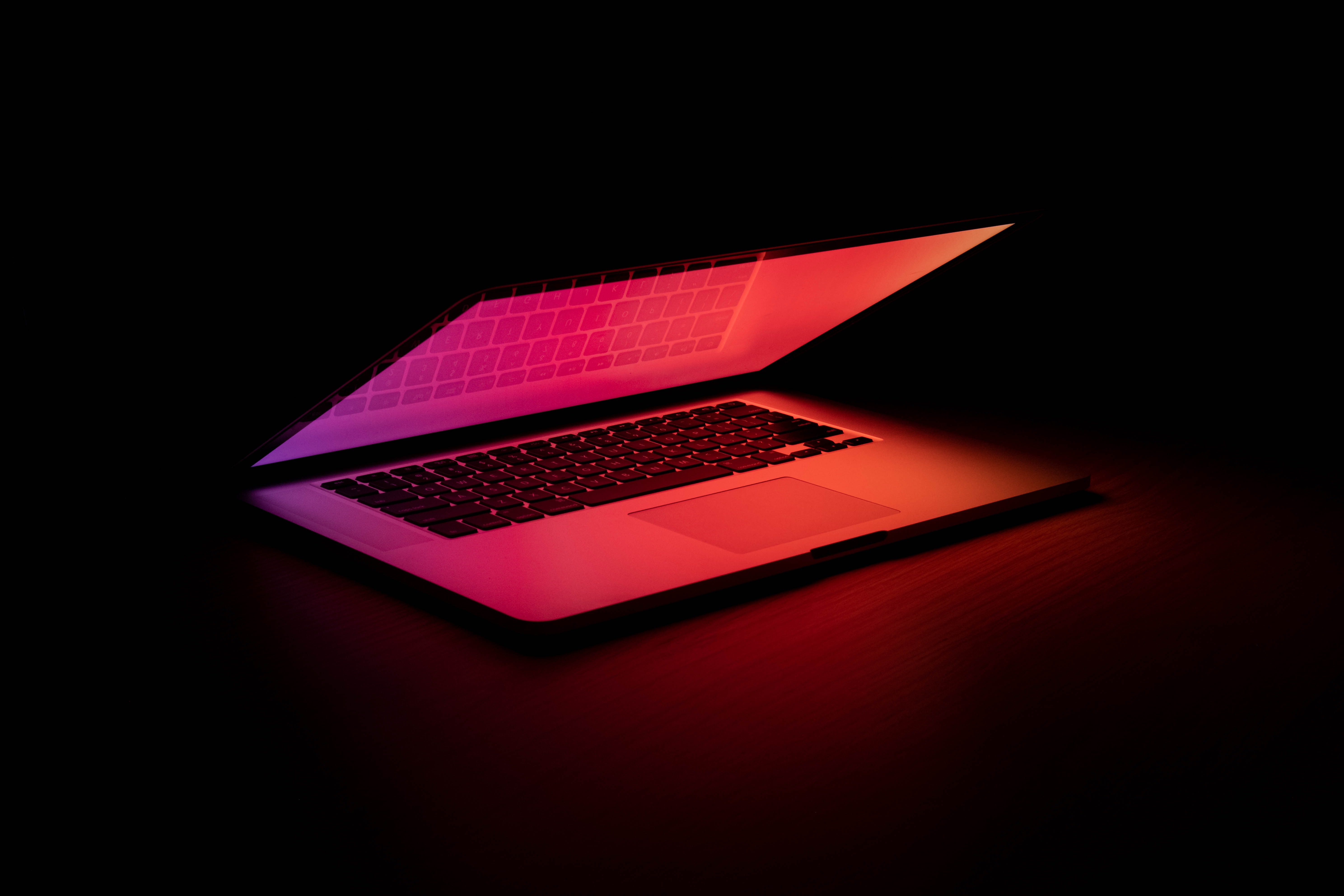 laptop  in dark